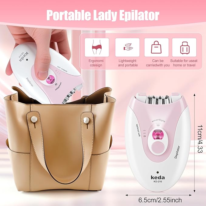 Epilator for Women, Epilators with LED Light, Dual Speed Hair Removal Device, Facial Hair Removal Women, Cordless, Epilators Hair Removal Rechargeable, for Epilator Bikini, Face, Arm, Legs, Armpits-VivaGrace Women