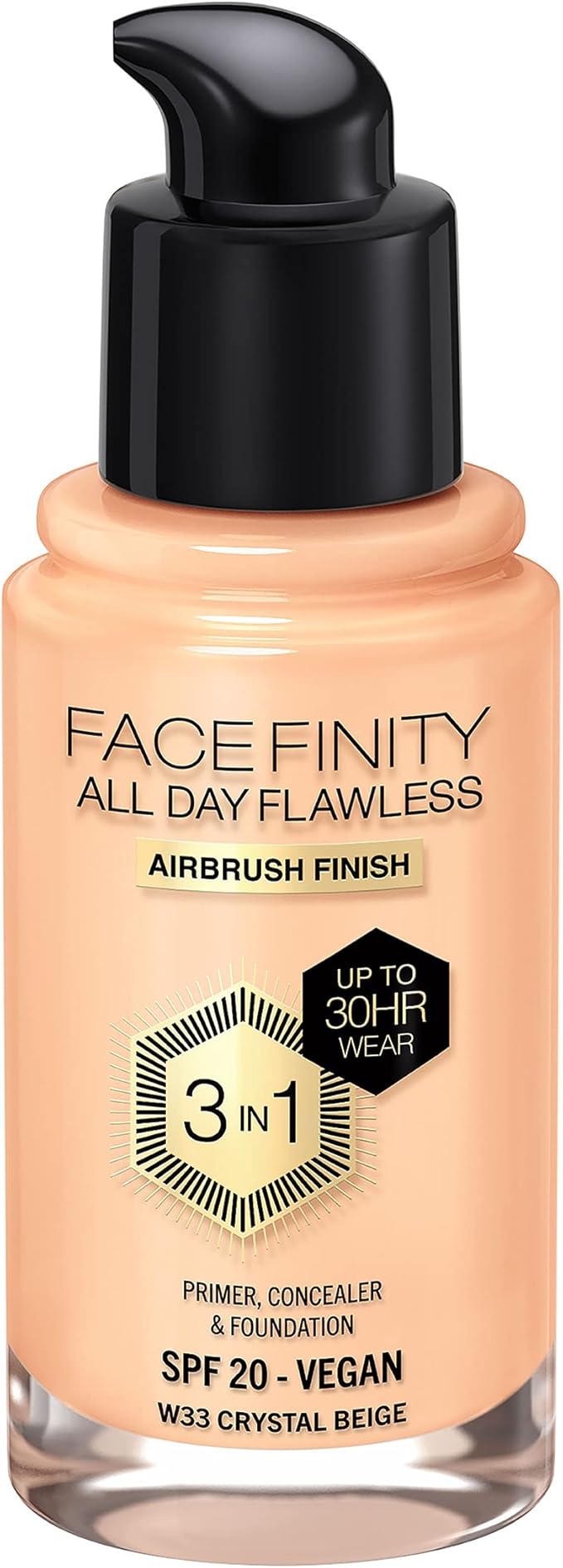 Max Factor Facefinity All Day Flawless 3 In 1 Foundation SPF 20, No. 33 Crystal Beige-VivaGrace Women