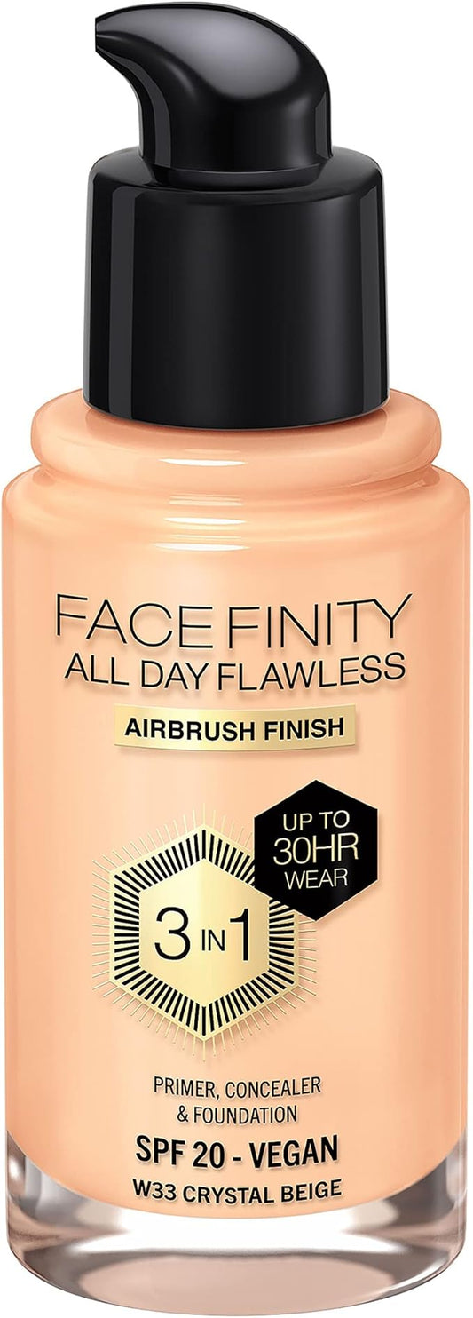 Max Factor Facefinity All Day Flawless 3 In 1 Foundation SPF 20, No. 33 Crystal Beige-VivaGrace Women