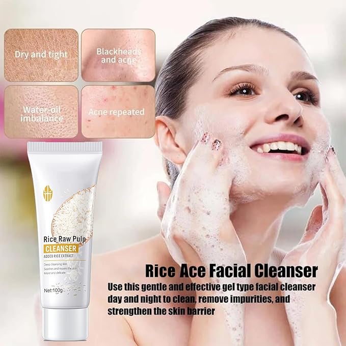 Skincare Gifts for Teenage Girls - Rice Raw Pulp Skin Care Sets & Kits - 5PCS Pamper Gifts for Women with Facial Cleanser-Eye Cream-Face Serum-Mask*2PCS - Gift Set for Firming Hydrating Skin-VivaGrace Women