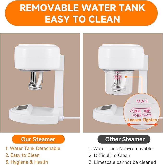 Ozone Facial Steamer, Portable Nano Ionic Face Steamer with LCD Screen, Extendable 360° Rotating Arm, Rotatable Nozzle, Hot Mist Function for Personal Care at Home or Salon-VivaGrace Women