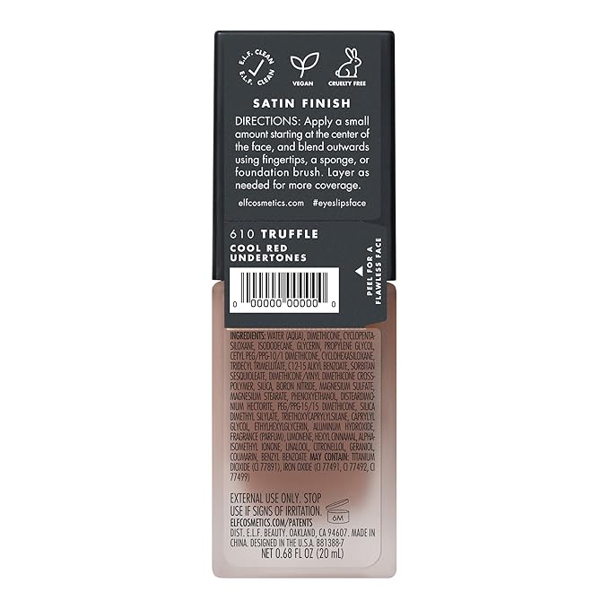 e.l.f. Flawless Finish Foundation, Lightweight & Medium Coverage, Semi-Matte Finish, Truffle, 0.68 Fl Oz (20mL)-VivaGrace Women