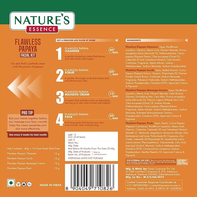 Nature's Essence Flawless Papaya Facial Kit-VivaGrace Women