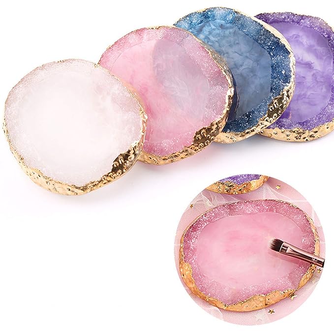 MISUD Resin Nail Art Palette, Golden Edge Paint Drawing Color Palette, Agate Nail Palette Manicure Nail DIY Tool (Purple)-VivaGrace Women