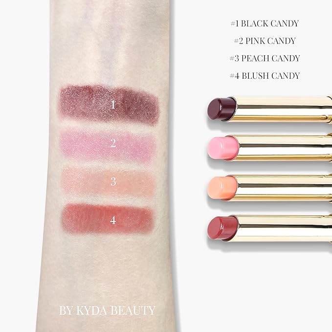 KYDA Tinted Lip Balm, Hydrating Sheer Formula Lip Balm, Natural Glossy Finish, Moisturizing Lip Care Balm for Dry Lips, Peach Candy-VivaGrace Women