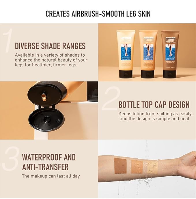Leg Makeup Waterproof No Transfer, Leg Vein Cover up Makeup for Varicose Veins Waterproof Black Skin, Leg and Body Scar Cover up Makeup for Tattoo Cover Up, Long Lasting Body Foundation (3#, 4oz)-VivaGrace Women