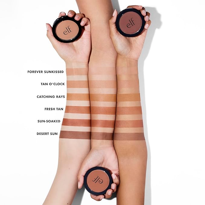 e.l.f. Primer-Infused Bronzer, Long-Lasting, Lightweight & Buildable Powder Bronzer, Delivers A Matte Finish, Vegan & Cruelty-Free, Sun-Soaked-VivaGrace Women
