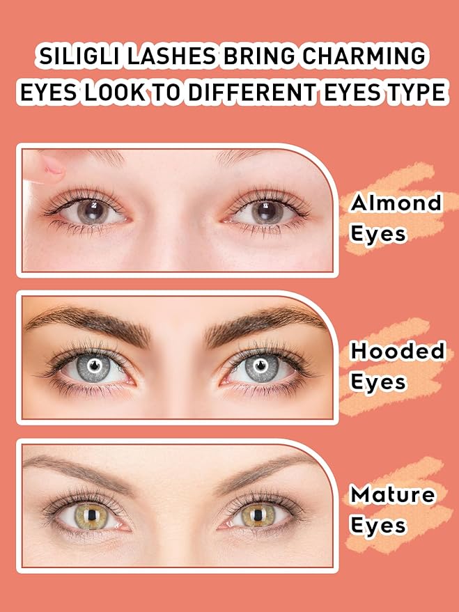 Natural Lashes Wispy False Eyelashes 10mm Short Lashes 3D Volume Strip Lashes Fake Eyelashes Siligli Lashes Thin Band Curly Eye Lashes Pack 10 pair-VivaGrace Women