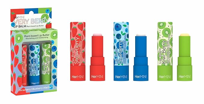 HerMINE Lip Balm Plant-based Lip Butter 3 Pack Nourishing Moisturizing LipBalm LipButter Long Lasting Delicious Flavors Intense Hydration-VivaGrace Women