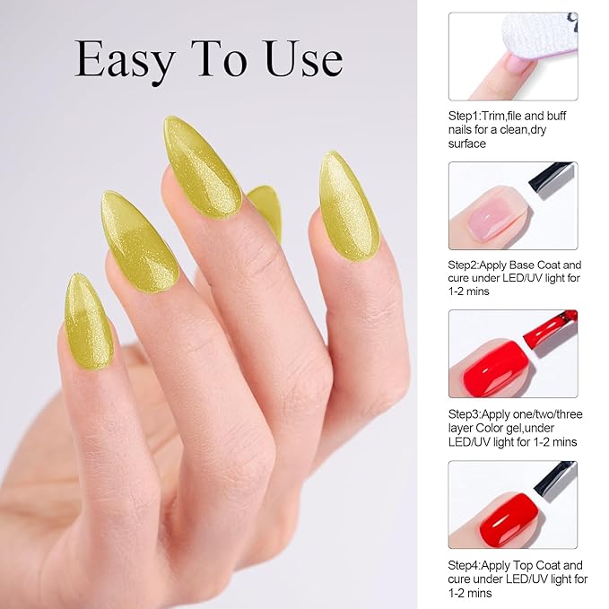 Imtiti Glitter Soft Gel Nail Polish, UV LED Soak Off Sparkle Gel Polish, Shimmer Green