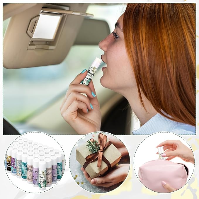 50 Pcs Lip Balm Bulk Christian Gift for Women Faith Religious Bible Verse Lip Balm Inspirational Gift Scripture Moisturizing Lip Care Product for Coworker Friend Sister Teacher (Marble Print)-VivaGrace Women
