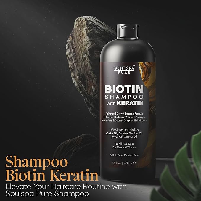 Biotin Shampoo with Keratin - Advanced Anti-Thinning, Hair Growth & Repair Formula - Soothes Scalp, with Tea Tree Oil & DHT Blockers - Strong, Healthy Hair for Men & Women - 16 fl oz-VivaGrace Women
