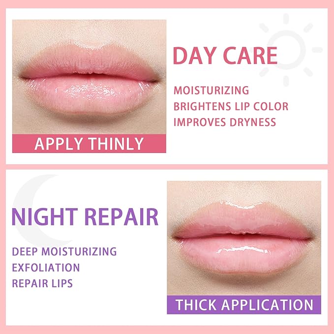 2 Pcs Lip Sleeping Mask, Lip Mask Overnight Hydrate Repair Sleeping Lip Mask, Moisturizing Lip Balm Lip Care Anti Dry Cracked Lip Cream, Lip Scrubs Exfoliator Reduce Lip Lines-VivaGrace Women