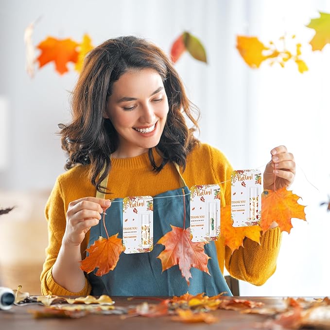 30 Pack Hello Fall Thanksgiving Party Gifts Bulk Lip Balms Favors Employee Appreciation Gifts Small Thank You Gifts for Women Men Satff Coworkers Teachers-VivaGrace Women