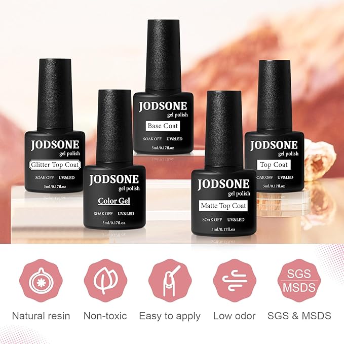 JODSONE 36 PCS Gel Nail Polish Starter Kit U V Light and Dark Series Gel Nail Set No Wipe Base Matte and Glossy Top Coat All Kinds of Manicure Tools-VivaGrace Women