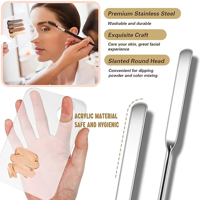 Makeup Spatula and Makeup Palette, Stainless Steel Foundation Palette & Tiny Cosmetic Spatula Tool for Nail, Art, Eye Shadow, Eyelash, Face Makeup-VivaGrace Women