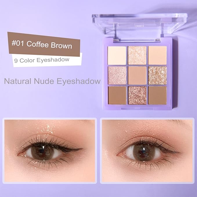 Violet Fairy 9 Color Eyeshadow Palette, Warm Neutrals (01)-VivaGrace Women