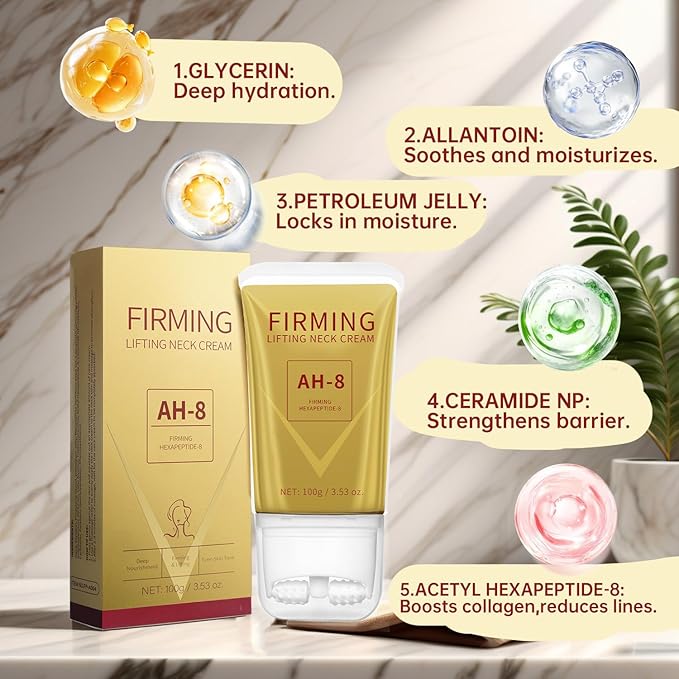 Ah8 Firming Neck Cream - Neck Creams for Tightening and Firming, Neck Cream Tightening Lifting Sagging Skin, Anti-Aging to Improve Elasticity, Lifting Cream for Women & Men, 2-Pack