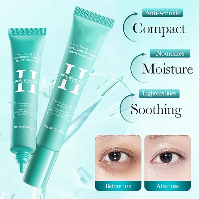 2 PCS Hyaluronic Acid Repair Eye Cream for Dark Circles,Bags Under and Puffiness,Eye Wrinkle Firming Cream Moisturise Repairing Thghten Eye Skin Care-VivaGrace Women