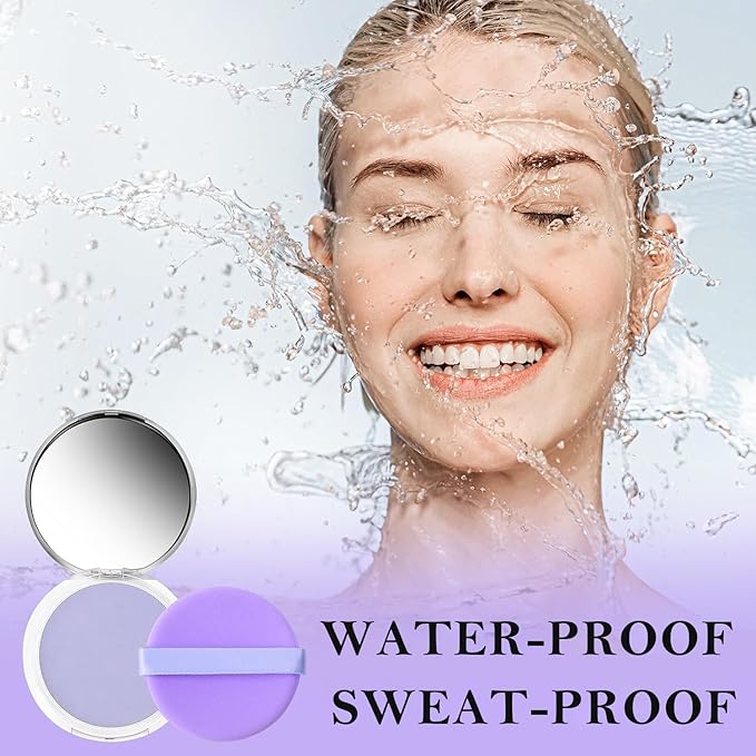 Chillab Lavender Matte Powder, Oil Control Face Pressed Chillab Lavender Matte Powder with Mini Powder Puff, Jelly Pressed Setting Powder Face Makeup, Cruelty Free-VivaGrace Women