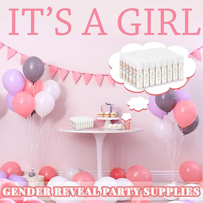 50 Pack Floral Baby Shower Lip Balm Party Supplies Bulk for Girls Guests It's a Girl Baby Shower Gifts Gender Reveal Favors Prizes Souvenirs Winners Thank You Appreciation Gifts-VivaGrace Women