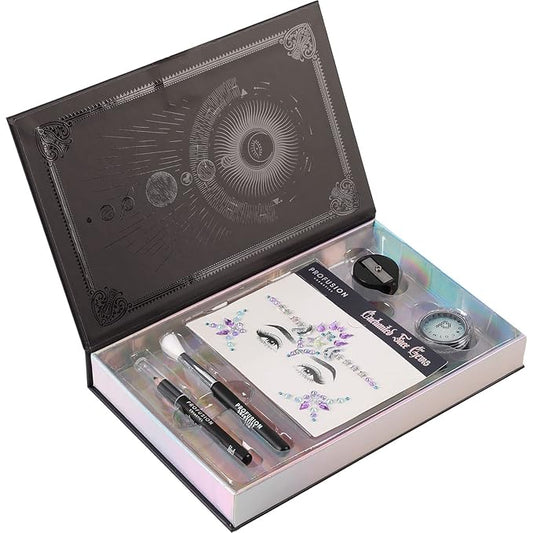 Profusion Cosmetics 5-pc Makeup Look Book, Long Lasting Eye Makeup for Women Eye Brightening Pressed Glitter with Eyeshadow Brush and Black Eyeliner, Easy To Clean and Convenient Makeup Sharpener-VivaGrace Women