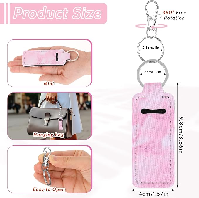 4Pcs Chapstick Holder Keychain, Lip Balm Sleeve Pouch, Chapstick Holder With Clip, Lip Balm Holder, Stocking Stuffers Gift for Women(Pink, Gray, Purple, Blue)-VivaGrace Women