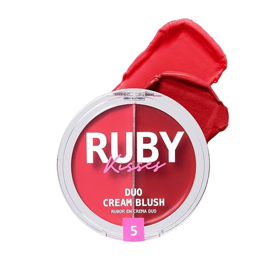 Ruby Kisses Duo Cream Blush, Smooth, Natural-Looking, Long-Lasting Face Makeup Blush for Cheeks, Lips, and Eyes, Buildable and Blendable, Infused with Green Tea, Aloe Vera Extract, and Hyaluronic Acid-VivaGrace Women