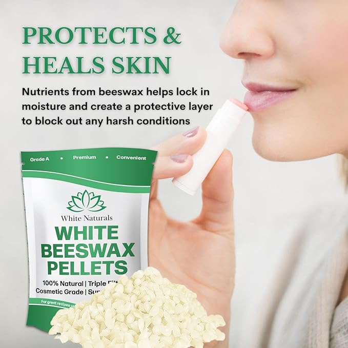 White Beeswax Pellets 8 oz, Pure, Natural, Cosmetic Grade, Bees Wax Pastilles, Triple Filtered, Great For DIY Lip Balms, Lotions, Candles By White Naturals-VivaGrace Women