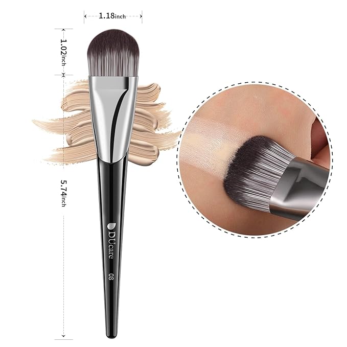 DUcare Flat Foundation Brush for Liquid Makeup, Premium Synthetic Hair Concealer/Kabuki Makeup Brush, Dense Bristles Design, Multi-Purpose Face Brushes for Liquid/Cream/Facial Mask-VivaGrace Women