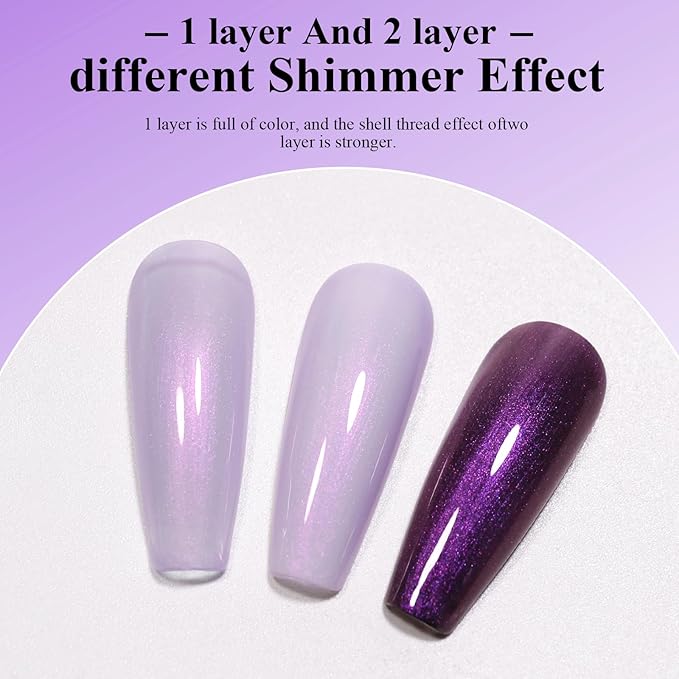 Imtiti Aurora Mermaid Purple Gel Nail Polish, 15ML Chrome Pearl Shimmer Shell Soak Off U V Gel Polish for DIY Nail Art Manicure 1Pcs