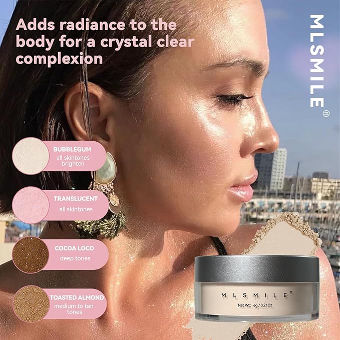 AKARY White Translucent Setting Powder, Shimmer Finishing Powder Oil Control for Long Lasting Makeup, Lightweight Loose Powder Waterproof Makes Skin Downy, Blurring Powder for All Skin Tones, 01-VivaGrace Women