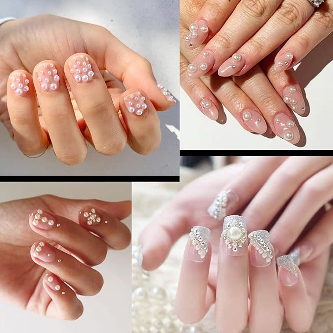 Flat Back Rhinestone+Half Round Pearl Kits Colorful Rhinestones+White+Beige Pearls With Picker Pencil And Tweezer For Home DIY And Professional Use-VivaGrace Women