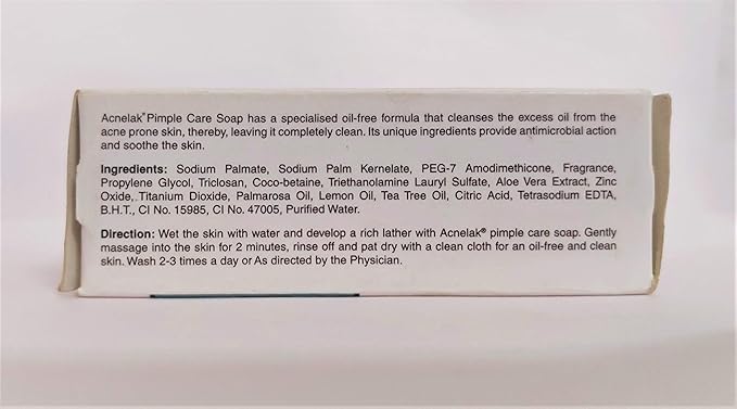 Acnelak 3 x 75gm (pack of 3) Pimple Care soap with anti microbial and Aloe vera advantage
