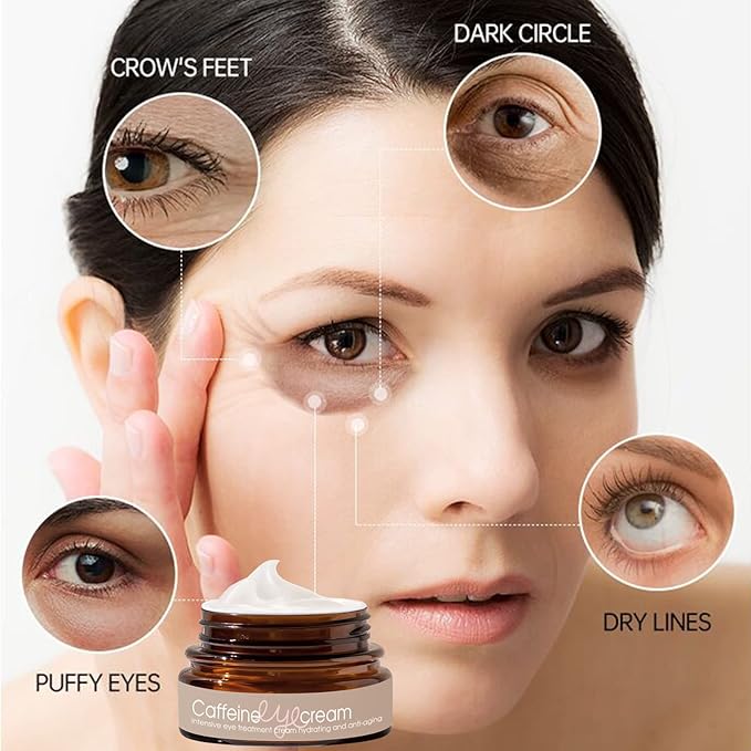 Natural Caffeine Eye Cream serum With Collagen,Hyaluronic Acid for Dark Circle and Puffiness,Great Under Eye Cream for Anti Aging,Eye Lift Treatment for Men &Women 0.52oz-VivaGrace Women