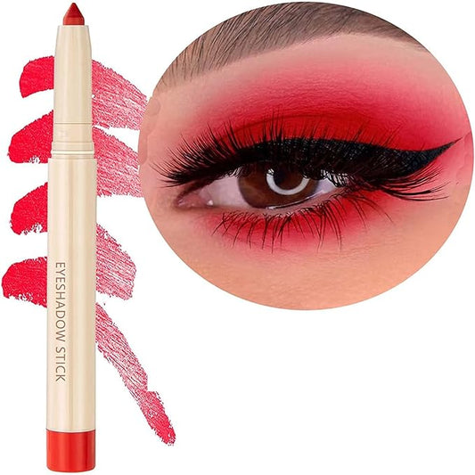 Matte Eyeshadow Stick - Smooth Cream Eyeshadow Pencil, Waterproof Long Lasting, High Pigment Hypoallergenic Highlighter Stick - Create Multi-Dimensional Eyes Look (06# Red)-VivaGrace Women