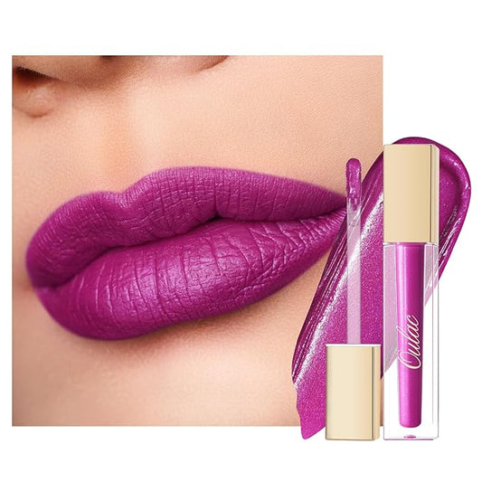 Oulac Matte Liquid Purple Lipstick for Women, Fuchsia Long lasting Lip Stain, Waterproof Highly Pigmented Creamy Formula Lipstick with Vitamin E, Vegan & Cruelty-Free, 4.5ml (MS02)-VivaGrace Women
