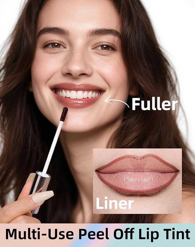 KIMUSE Lip Stain Peel Off, Peel Off Lip Liner Stain with Tweezer, Long Lasting, Waterproof, Transfer Proof Lipstains Color, Smudge-Free, Easy Removal, Matte Finish-VivaGrace Women