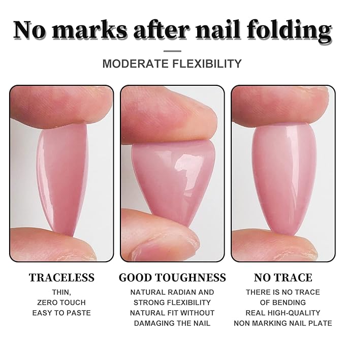 LoveOurHome 240pc Nude Almond Press on Nails Medium Fake Nails Nude Glue on Nails Short Stiletto Nails Press ons Full Cover Artificial Nail Tips Women Girls False Fingernail with Glue Adhesive Tabs