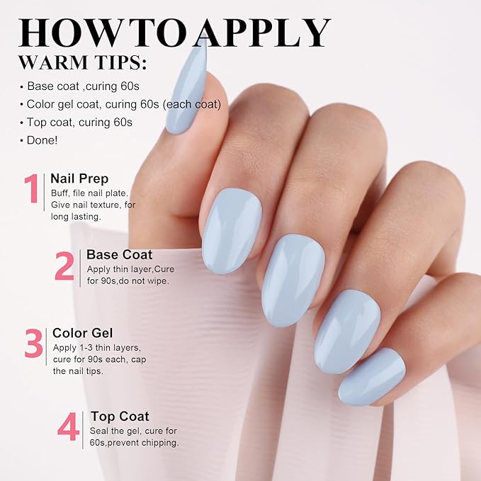 Imtiti Blue Gel Nail Polish, Light Blue Color Gel Polish UV/LED Soak Off for Manicure Salon or DIY Nail Art at Home - Gift for Girl Women, 0.5 Fl Oz