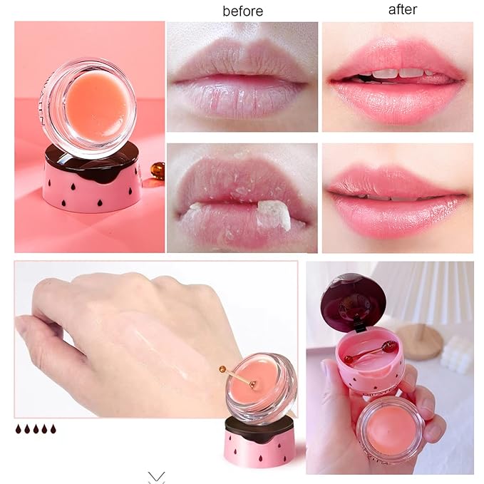 2PCS Bee Lip Balm Lip Balm Honey Pot, Strawberry Sleeping Lip Mask,Moisturizing Lip Balm with Stick,Hydrating & Prevention Dry and Cracked Lip Scrubs Exfoliator Lip Care Products(Strawberry)-VivaGrace Women