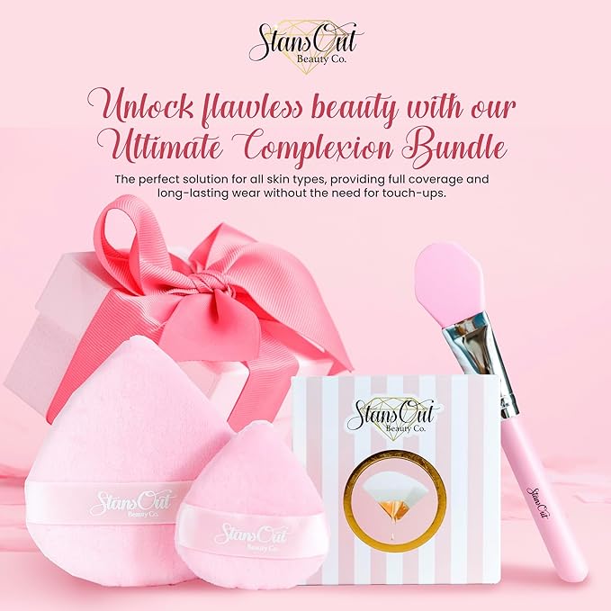 StansOut Ultimate Complexion Bundle: Liquid Foundation Brush, Makeup Brushes for Liquid, Cream, Stick Foundation - Flat, Round, Blender Brushes - 101 Contoured, 108 Straight - Long-Lasting-VivaGrace Women