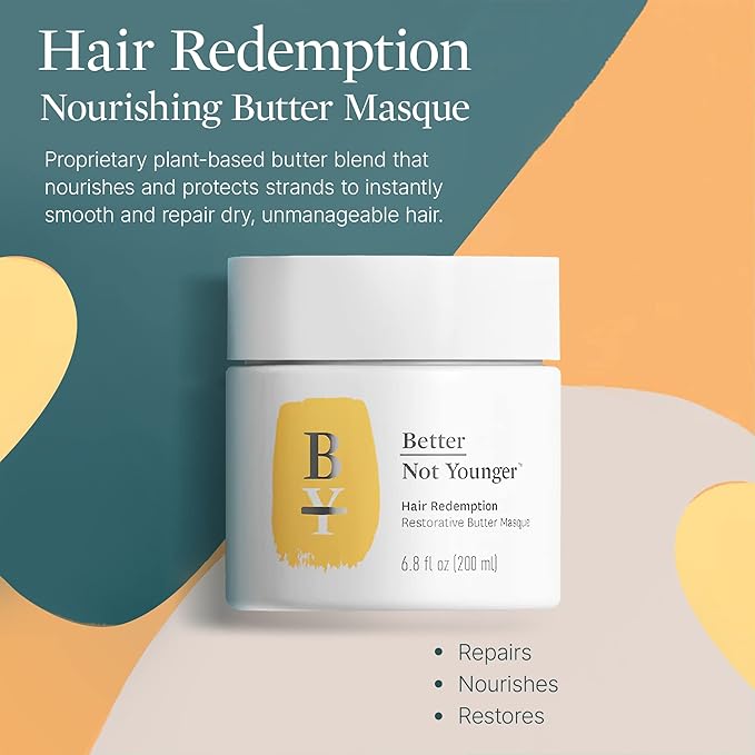 Better Not Younger Restorative Butter Hair Masque 6.8 fl oz - Hair Repair Mask with Plant-Based Butters, Biotin, Argan & Caffeine for Women Over 40 - Restores Moisture, Adds Volume & Boosts Shine-VivaGrace Women