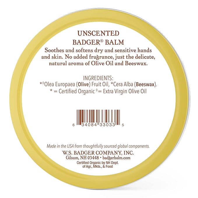 Badger - Unscented Dry Skin Balm, Sensitive Skin Balm, Moisturizing Balm for Dry Cracked Skin, Unscented Balm, Skin Moisturizer Balm, 2 oz (2 Pack)-VivaGrace Women