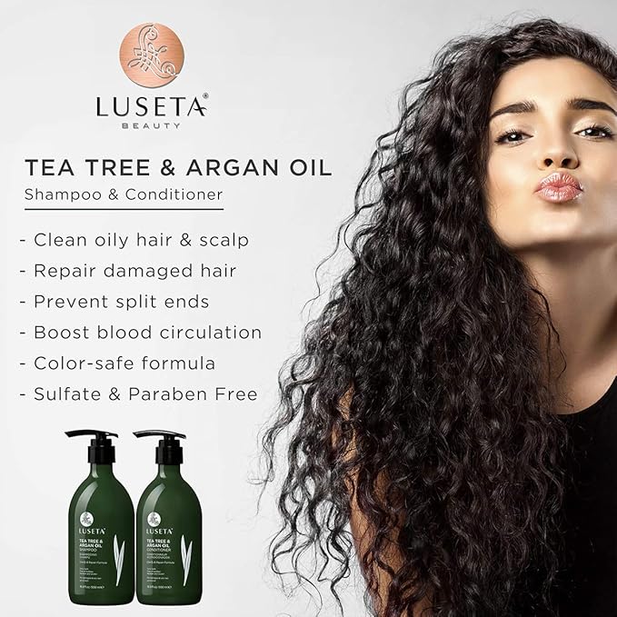 Luseta Tea Tree & Argan Oil Detangling Shampoo & Conditioner Set, 2 x 33.8 Oz-VivaGrace Women