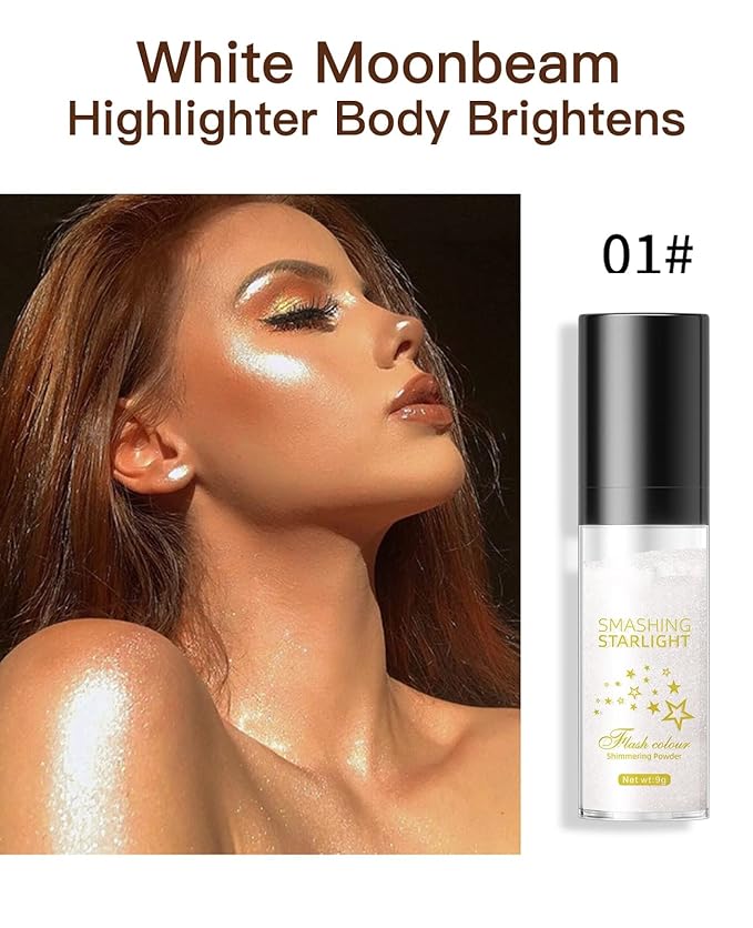 Fairy Highlight Puff Stick Highlight Patting Powder - Multi-Functional Shimmer Powder for Illuminating and Brightening Your Face and Body (#01 Gray)-VivaGrace Women