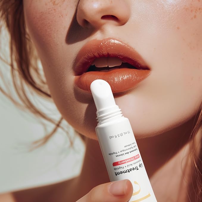 Alfie Hyaluronic Acid Lip Booster -Strawberry Flavor -15ml/0.5 Fl. Oz -Peptide Lip Treatment -Lip Plumper & Filler -Lip Serum & Moisturizer -Lip Volume Hydrating Treatment -Vegan Friendly, Non-Toxic-VivaGrace Women