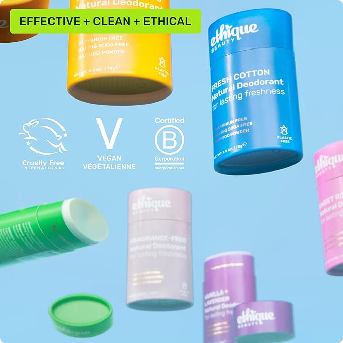 Ethique Beauty Vanilla & Lavender Deodorant Stick for Men & Women - Aluminum-Free, Plastic-Free, Vegan, Cruelty-Free, Eco-Friendly, 2.5 oz-VivaGrace Women