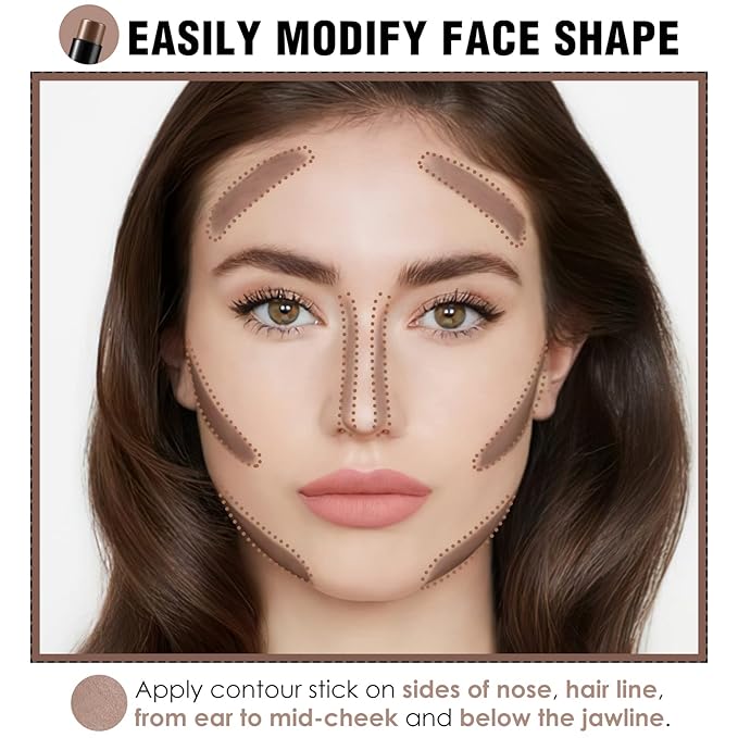 FOCALLURE Cream Contour Stick, Matte Bronzer Stick, Professional Face Shaping & Contouring Stick Makeup, Easy to Apply with Buildable Coverage, Long Lasting & Waterproof, COCOA-VivaGrace Women
