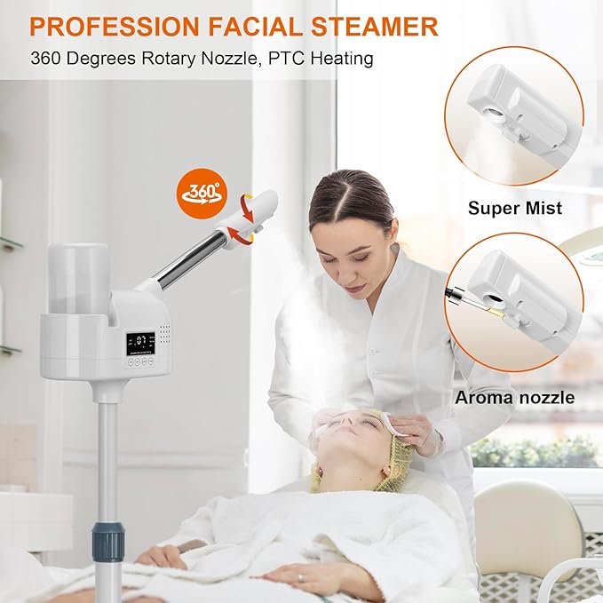 Professional Facial Steamer, Face Steamer Upgrade PTC Heating, Esthetician Steamer Hot Mist Facial Steamer for Salon Spa Beauty-VivaGrace Women